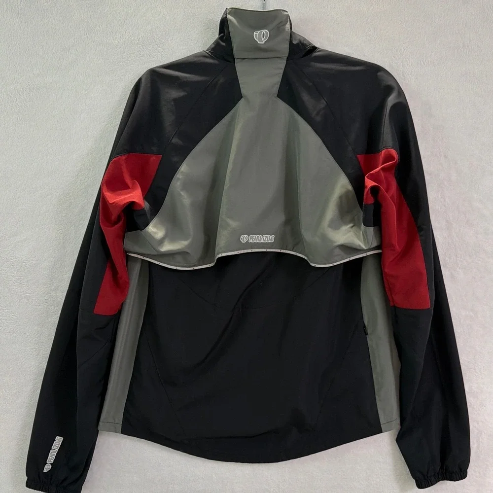 Pearl Izumi Mens Cycling Jacket Black Grey Red‎ Full Zip Windbreaker 6504 Medium